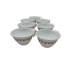 Set Of 7 Corning Butterfly Gold Floral Coffee Cups 1970s Vintage REPURPOSE